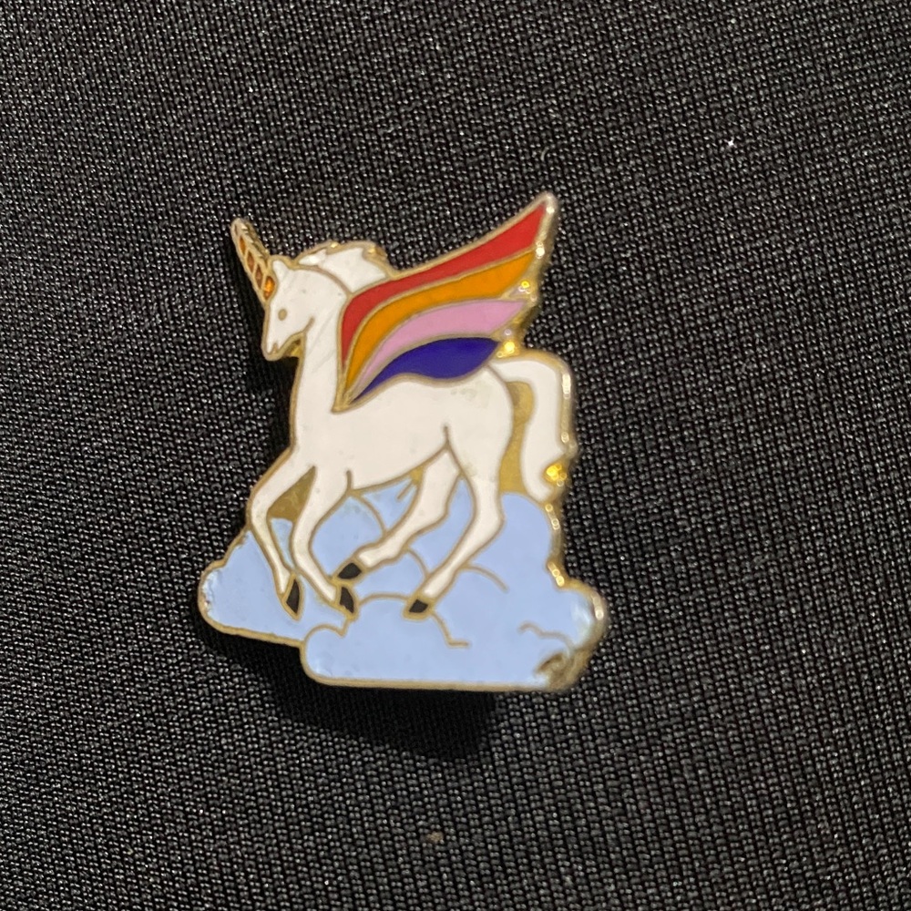 Unicorn Enamel Pin with Rainbow Wings